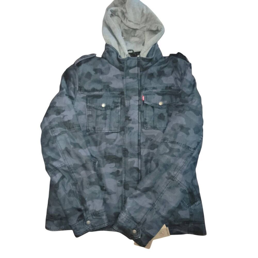 Levi's Men's Cotton Canvas Military Jacket NWT Large full-length zipper & snap-b